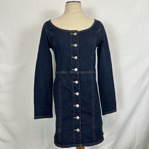 New Levi's Women's Small Veda Denim Dress Scoop Neck NWT Dark Wash S levis
